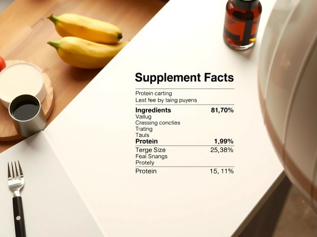 Supplement facts panel showing protein and ingredients